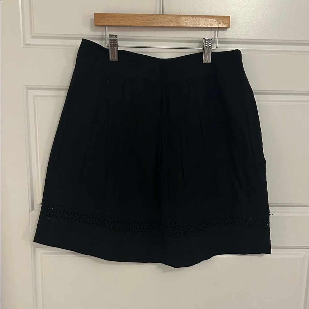 LOFT Black Pleated Skirt W/ Lace Detail